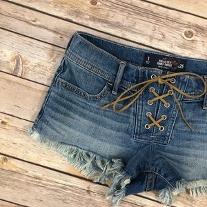 Hollister Lace Up Denim Shorts